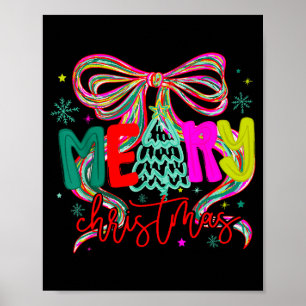 Coquette Bow Funny Merry Christmas Tree Cute Xmas Poster