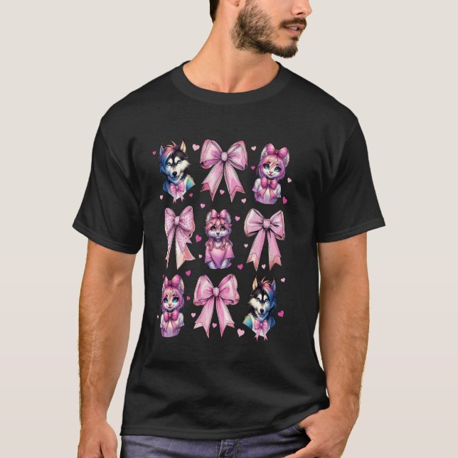 Coquette Bow Furry Fandom Fursona Fursuit Cute Fox T-Shirt (Front)