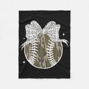 Coquette Bow Game Day Sell Softll Camouflage Cheer Fleece Blanket
