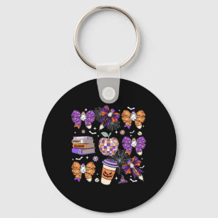 Coquette Bow Ghost Cute Halloween Teachers Women  Key Ring