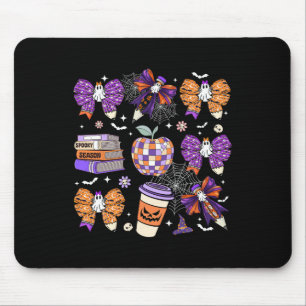 Coquette Bow Ghost Cute Halloween Teachers Women Mouse Pad
