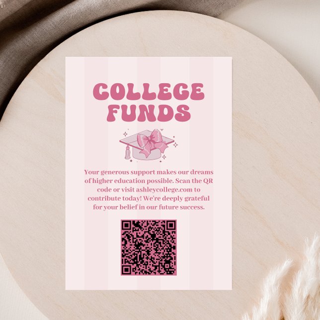 Coquette  Bow Graduation College Funds Enclosure Card (Creator Uploaded)