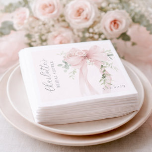 Coquette Bow Greenery Bridal Shower Napkin