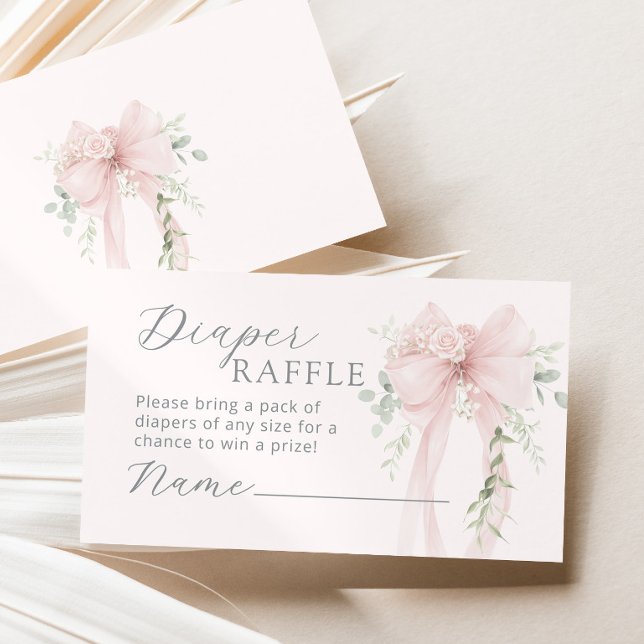 Coquette Bow Greenery Diaper raffle Enclosure Card (Creator Uploaded)