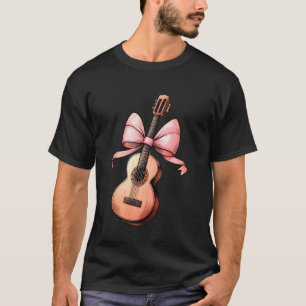 Coquette Bow Guitar Mum Guitarist Mothers Day Pink T-Shirt