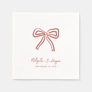 Coquette Bow Hand Drawn Personalised Wedding Napkin