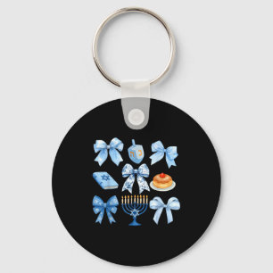 Coquette Bow Hanukkah Chanukah Pajama Latke Jewish Key Ring