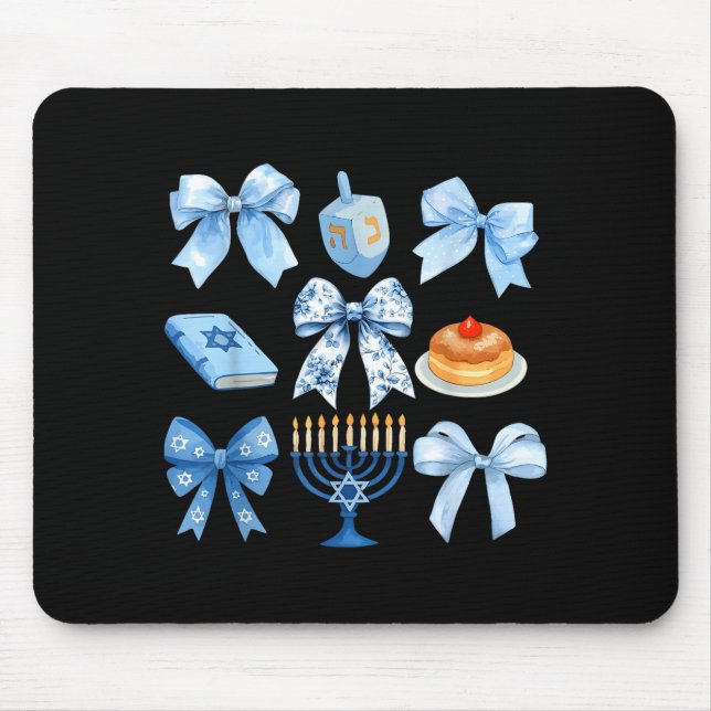 Coquette Bow Hanukkah Chanukah Pajama Latke Jewish Mouse Pad (Front)