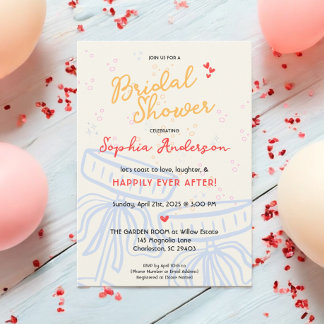 Coquette Bow Happily Ever After Bridal Shower Invitation
