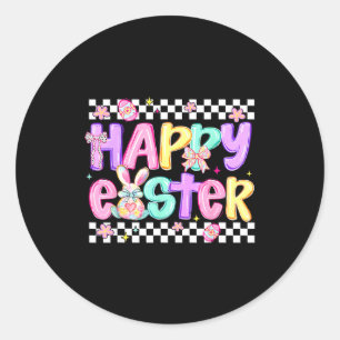 Coquette Bow Happy Easter Day Eggs Bunny Rabbit Bo Classic Round Sticker