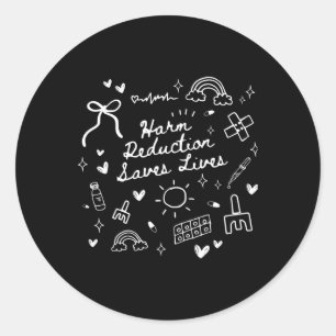 Coquette Bow Harm Reduction Saves Lives Overdose A Classic Round Sticker