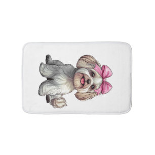 Coquette Bow Havanese Dog Mum Girl Pink Bath Mat