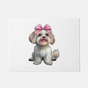 Coquette Bow Havanese Dog Mum Girl Pink Doormat