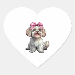Coquette Bow Havanese Dog Mum Girl Pink Heart Sticker