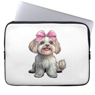 Coquette Bow Havanese Dog Mum Girl Pink Laptop Sleeve