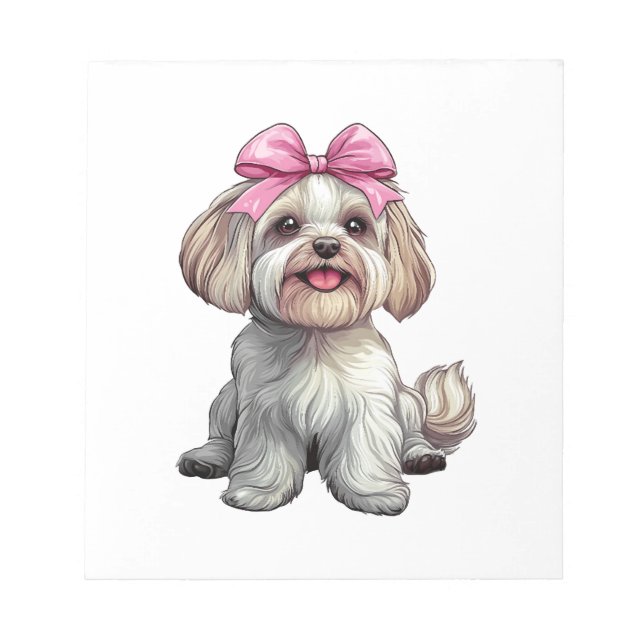 Coquette Bow Havanese Dog Mum Girl Pink Notepad (Front)