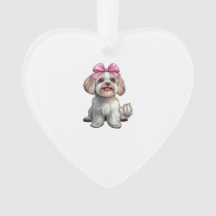 Coquette Bow Havanese Dog Mum Girl Pink Ornament