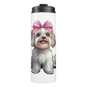 Coquette Bow Havanese Dog Mum Girl Pink Thermal Tumbler