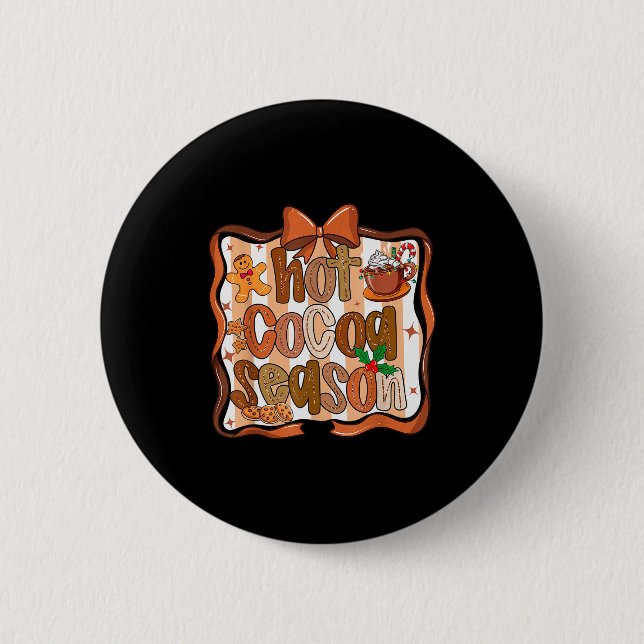 Coquette Bow Hot Cocoa Season Gingerbread Christma 6 Cm Round Badge (Front)