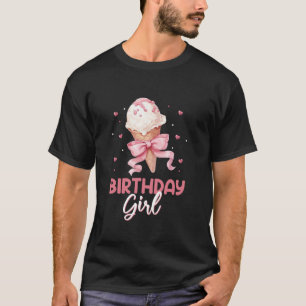 Coquette Bow Ice Cream Birthday Girls Kids Birthda T-Shirt