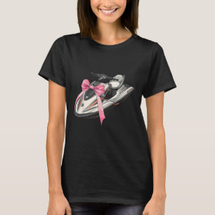 Coquette Bow Jet Ski Jet Skiing Girl Mom Pink Moth T-Shirt