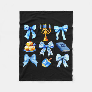 Coquette Bow Jewish Holiday Chanukah Hanukkah Meno Fleece Blanket