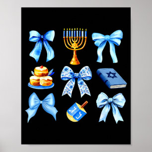Coquette Bow Jewish Holiday Chanukah Hanukkah Meno Poster