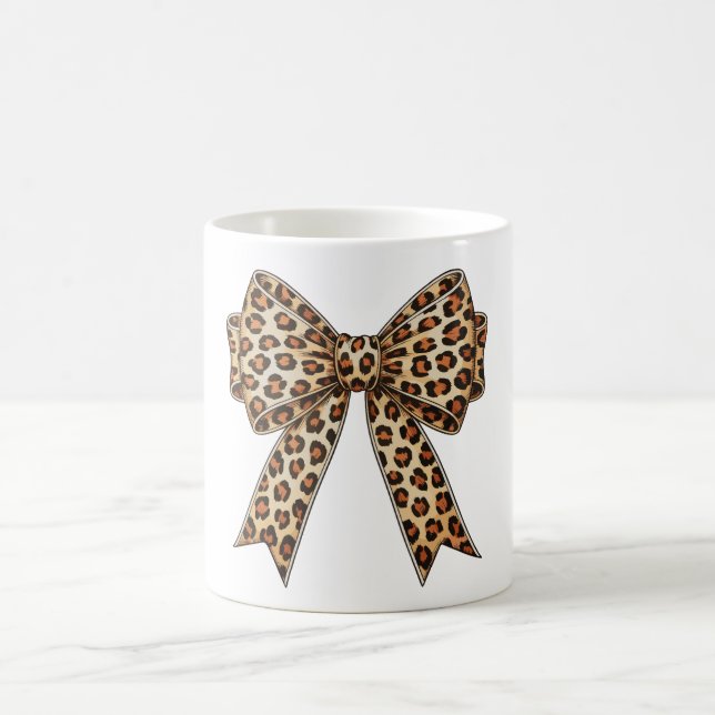 Coquette Bow Leopard Cheetah Sublimation Coffee Mug (Center)