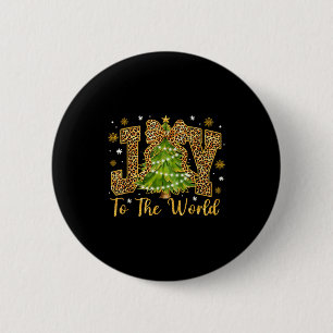 Coquette Bow Leopard Christmas Joy To The World Xm 6 Cm Round Badge