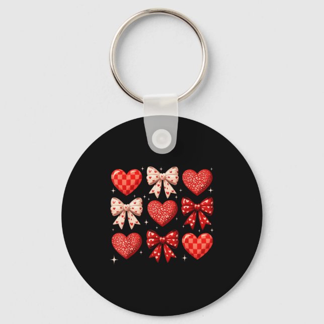 Coquette Bow Leopard Hearts Valentine Women Girl G Key Ring (Front)