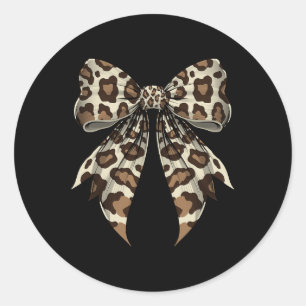 Coquette Bow Leopard Pattern Halloween Costume Classic Round Sticker