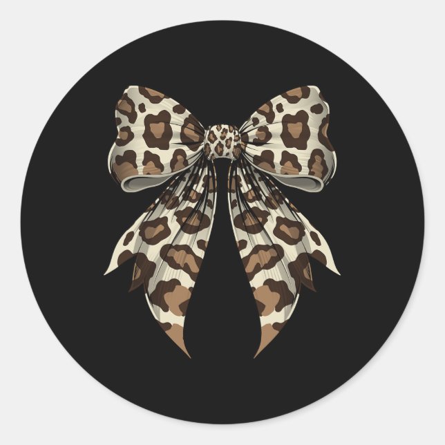 Coquette Bow Leopard Pattern Halloween Costume  Classic Round Sticker (Front)