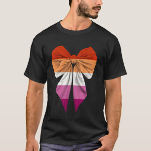 Coquette Bow Lesbian Flag Pride Ribbon Girl T-Shirt