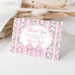 Coquette Bow Love Shack Baby Shower Thank You Card<br><div class="desc">Coquette Floral Bow frame Blush Baby shower Thank You Card
Matching items available.</div>