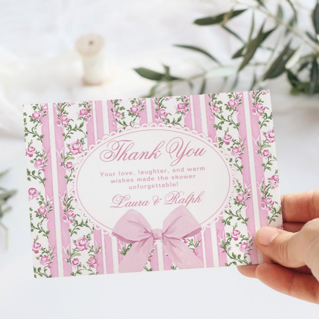Coquette Bow Love Shack Baby Shower Thank You Card (Creator Uploaded)
