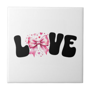 Coquette Bow Love Word  Tile
