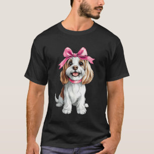 Coquette Bow Maltese Dog Mum Girl Pink Mother's Da T-Shirt