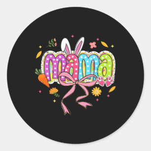 Coquette Bow Mama Bunny Easter Mum Boho Florals Fa Classic Round Sticker