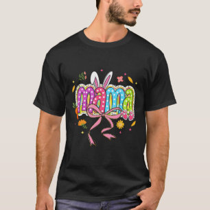 Coquette Bow Mama Bunny Easter Mum Boho Florals Fa T-Shirt