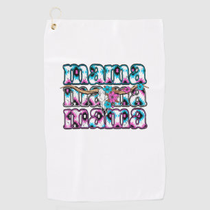Coquette Bow Mama Cowhide Turquoise Cowgirl Wester Golf Towel