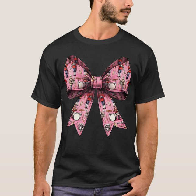 Coquette Bow Marching Band Musician Pattern Girl f T-Shirt (Front)
