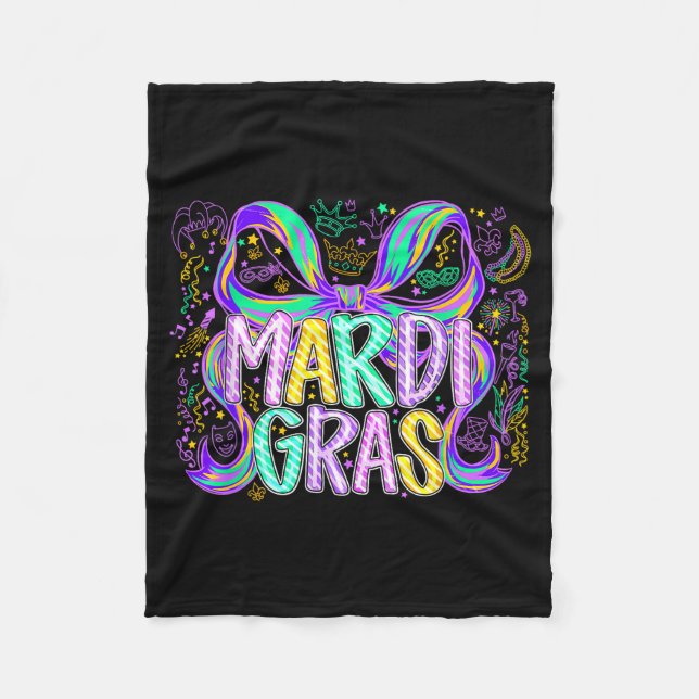 Coquette Bow Mardi Gras Carnival Parade Season Wom Fleece Blanket (Front)