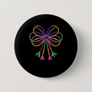 Coquette Bow Mardi Gras Festival Fleur De Lis Carn 6 Cm Round Badge