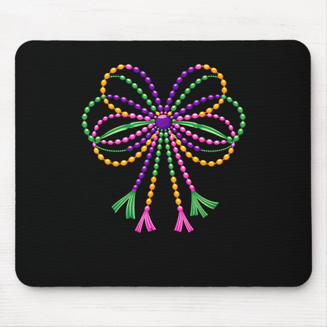 Coquette Bow Mardi Gras Festival Fleur De Lis Carn Mouse Pad (Front)