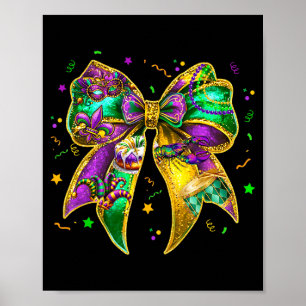 Coquette Bow Mardi Gras New Orleans Fleur De Lis F Poster