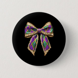 Coquette Bow Mardi Gras New Orleans Louisiana Usa  6 Cm Round Badge
