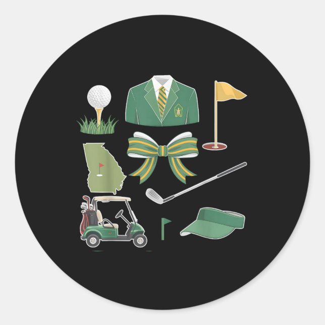 Coquette Bow Masters Golf Tournament Graphic For W Classic Round Sticker (Front)