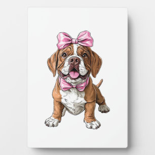 Coquette Bow Mastiff Dog Mom Girl Pink Plaque