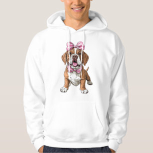 Coquette Bow Mastiff Dog Mum Girl Pink Hoodie