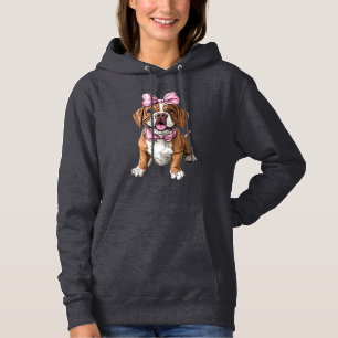 Coquette Bow Mastiff Dog Mum Girl Pink Hoodie